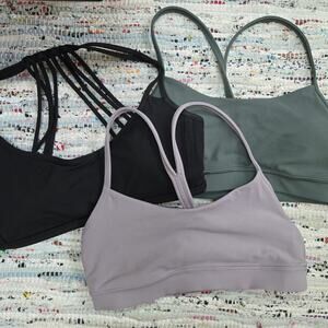 Bundle of 3 Size 6 Lululemon Multicolor Sports Bras Lighten Up and Nulu Flow Y